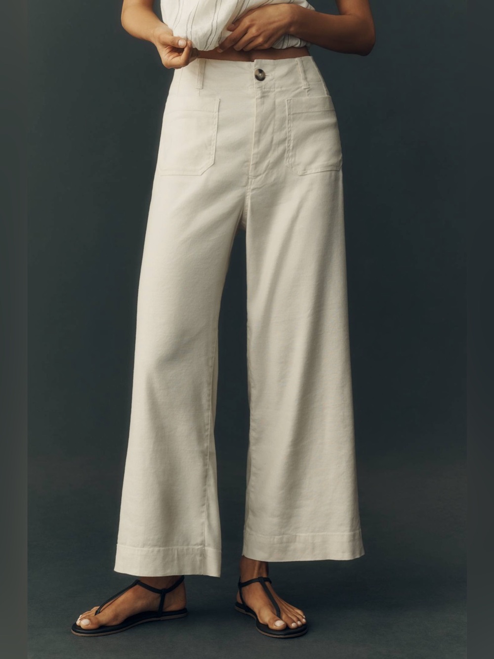 Maeve Colette Linen Stretch High Rise Wide Leg Pants